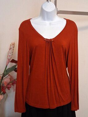 NWOT Zoe Women’s Red Orange Blouse Top Long Sleeve Top Spring Summer Fall Tops